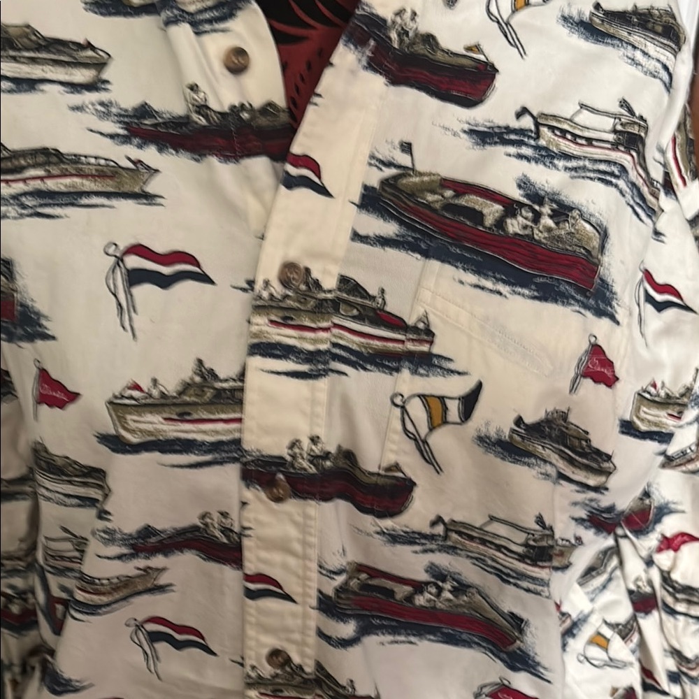Nautical Print Button-Up Shirt